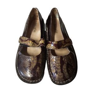 Alegria PG Lite Mary Jane Metallic Faux Snake Skin FEL-709 Size 38‎ US 8-8.5